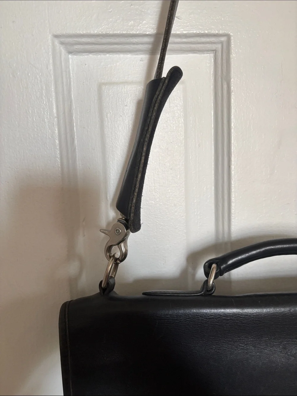 Vintage Coach Black Leather Briefcase Laptop Work Shoulder Bag